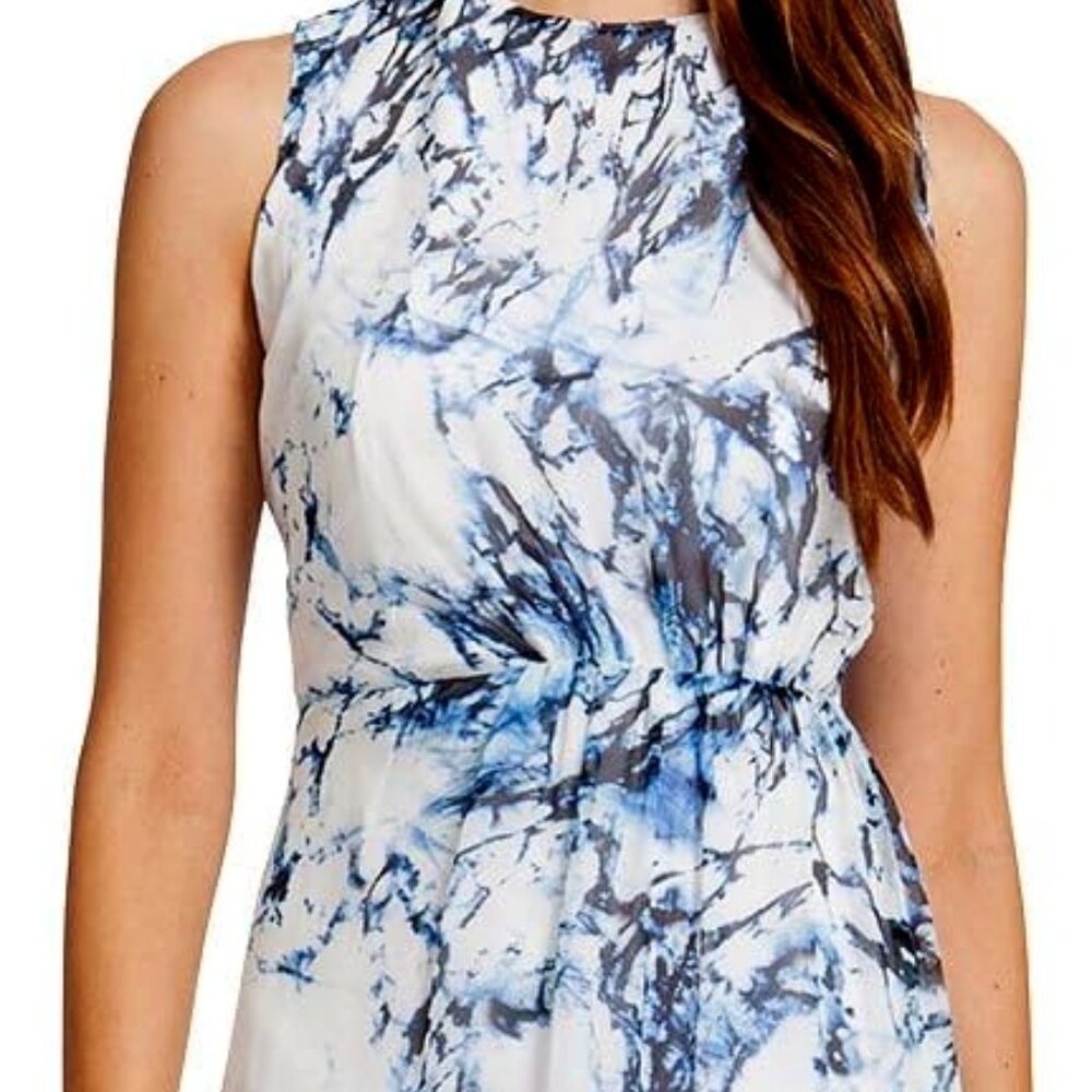 Cynthia Steffe Riva Marble-Print Dress, Lilly White